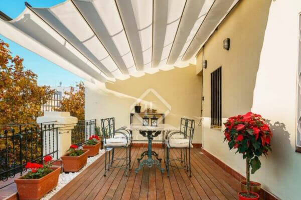 The balcony of a penthouse in the Salamanca district of Madrid